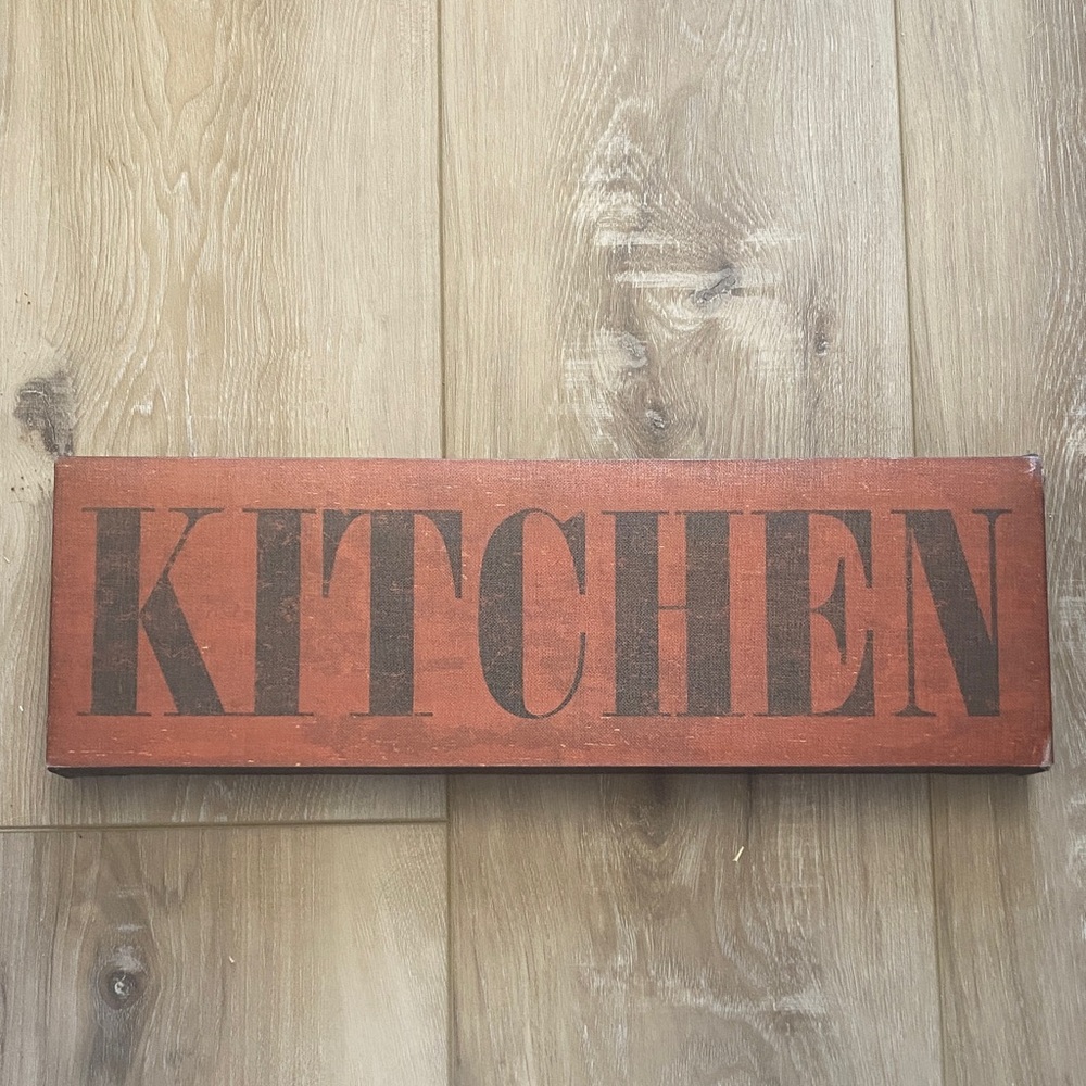 18” Rustic Wooden KITCHEN Sign - Farmhouse Wall Decor - Rust/Brown & Black